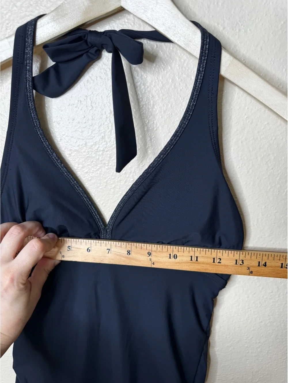 ASSETS by Sara Blakely SPANX Black Ruched Halter Swimdress Ruffle Hem Size M